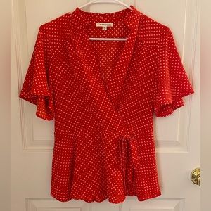 Monteau Red & White Blouse